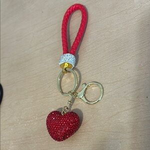 Red Heart Keychain with Gold Accents nwot